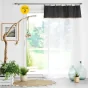 Lot de 2 Voilages à anneau 140 x 240 cm en polycoton sablé + jute Leana Noir