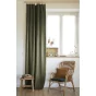 Lot de 2 rideaux ajustables en lin lavé avec 8 anneaux pince 140 x 270 cm Kaki