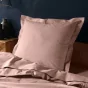 Taie d'oreiller 63 x 63 cm uni 57 fils lina  +point bourdon Rose