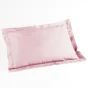 Taie d'oreiller volant plat 50x70 cm uni 57 fils lina  +point bourdon Rose clair