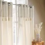 Lot de 2 rideaux a oeillets 140 x 240 cm poly-coton + haut tissé + pompon Island