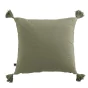 Coussin déhoussable avec pompons gaze de coton 40 x 40 cm gaia romarin Kaki