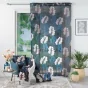 Voilage a oeillets 140 x 240 cm voile sablé imprimé Belline Bleu