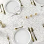 Nappe rectangle 140 x 240 cm microfibre imprimee metallisee mikado Blanc/or