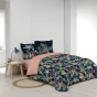 Housse de couette imprimée 260 x 240 cm + 2 taies 100% coton Guinea bleu