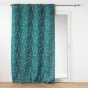 Rideau a oeillets 140 x 260 cm polyester imprime appliqué Sakura Emeraude
