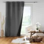 Lot de 2 rideaux à oeillets 140x 260 cm doublés polaire thermique Jupiter Anthracite