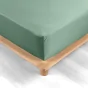 Drap housse queen size 160 x 200 cm bonnet 30 cm percale de coton 78 fils Tilleul
