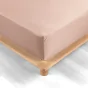 Drap housse 1 personne 90 x 190 cm percale uni 78 fils percaline Nude