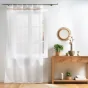 Voilage a oeillets bois 140 x 240 cm voile tisse+fantaisie Mileo Blanc