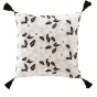 Coussin dehous. compr. pompons 45 x 45 cm coton imprime or darcy des. place Sans
