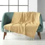 Plaid a franges 125 x 150 cm coton tisse louisette Jaune