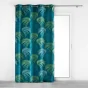 Rideau a oeillets 140 x 260 cm polyester imprime blue vegetal Bleu