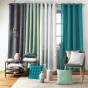 Rideau a oeillets metal 140 x 280 cm polyester uni essentiel Petrole