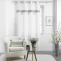 Rideau tamisant 140 x 240 cm coton + haut  brodé Amaya Gris