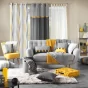 Rideau a oeillets 140 x 260 cm polyester imprime ondulys Jaune/blanc