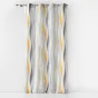 Rideau a oeillets 140 x 260 cm polyester imprime ondulys Jaune/blanc
