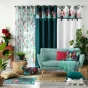 Rideau a oeillets 140 x 240 cm coton uni + +pompons Caracas Blanc