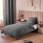 Pack Housse de couette 140 x 200 cm Gaze de coton + drap housse 90x190  Ardoise