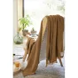 Plaid à franges en gaze de coton 180 x 220 cm Gaia Camel