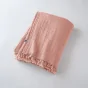 Plaid à franges en gaze de coton 130 x 160 cm Gaia Rose pêche