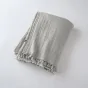 Plaid à franges en gaze de coton 180 x 220 cm Gaia Gris