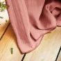 Lot de 2 Rideaux Galon Fronceur double Gaze de coton – Rose Pêche – 140 x 240 cm