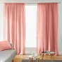 Lot de 2 Rideaux Galon Fronceur double Gaze de coton – Rose Pêche – 140 x 240 cm