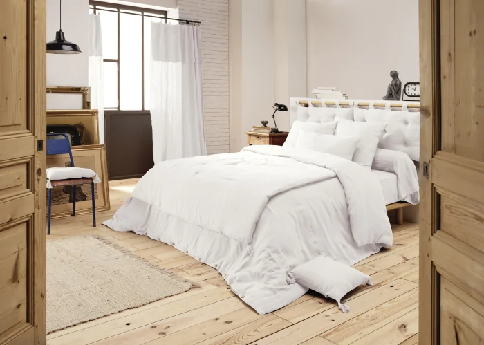Housse de couette double gaze de coton luxe 240 x 220 cm Gaia Blanc