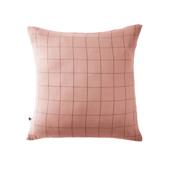 Taie d’Oreiller en Gaze de Coton Tissée – 60 x 60 cm – Gaia Match Rose pêche